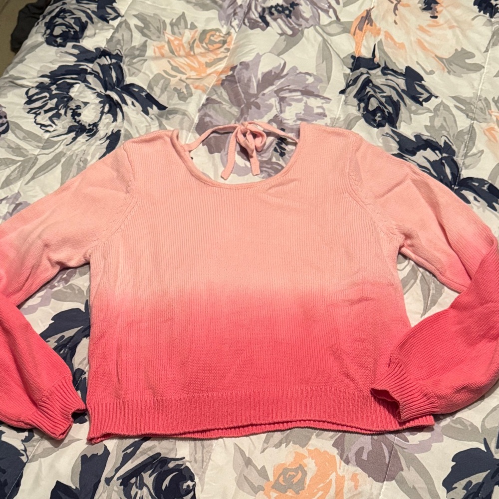 Like New Candie's Pink Ombre Tie-Back Crewneck Sweater